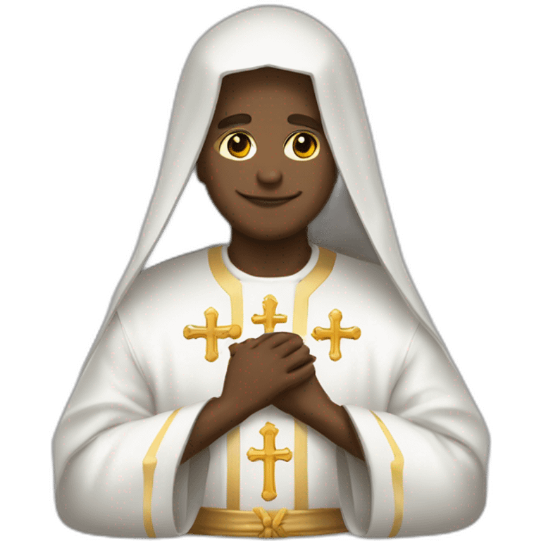 sacerdote piel blanca túnica negra crucifijo en la mano emoji