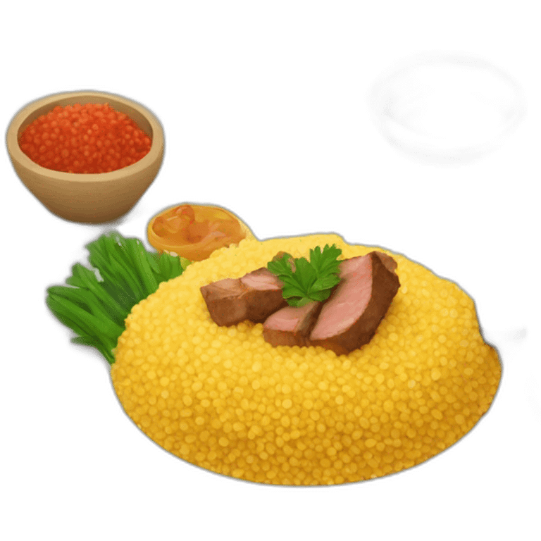 Meal of couscous with meat emoji