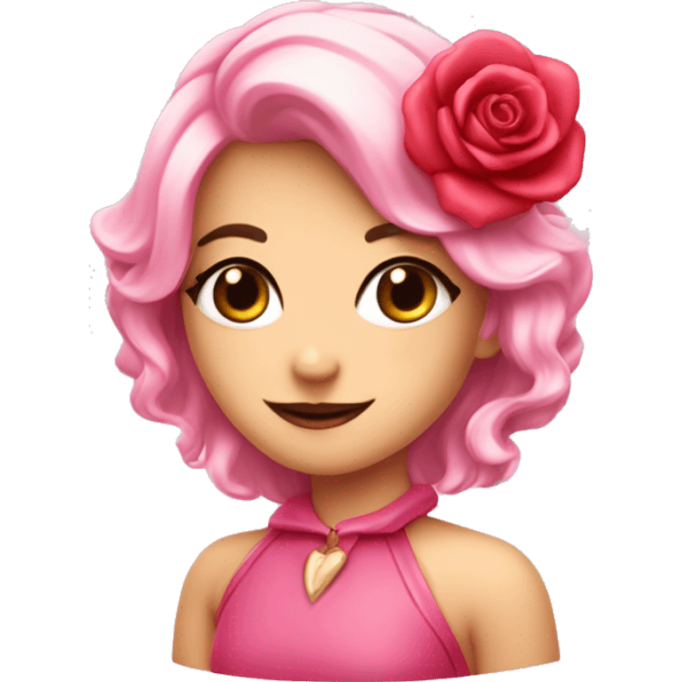 Corazón rosa con lazito coquette emoji