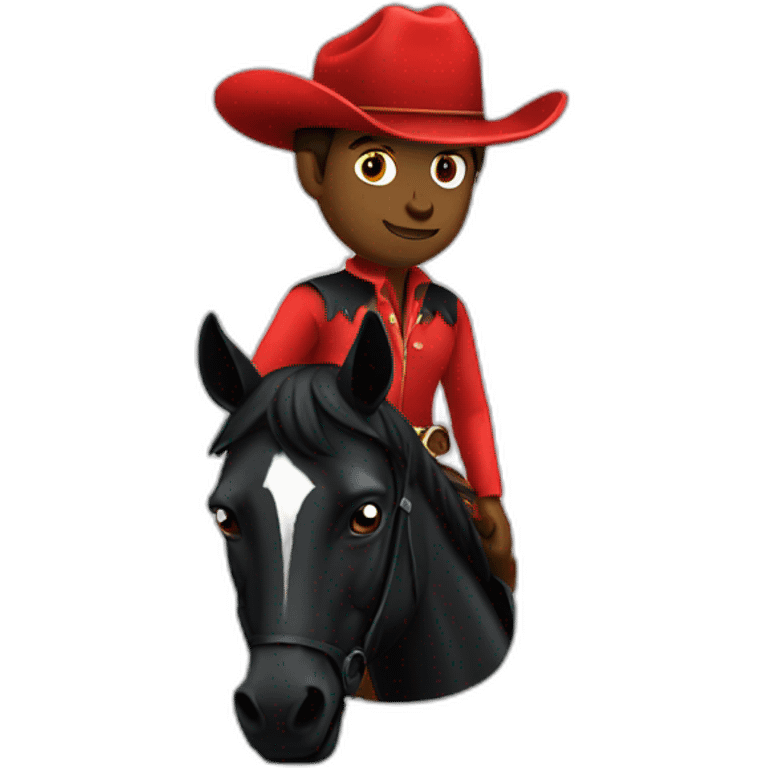 red cowboy on a black horse emoji