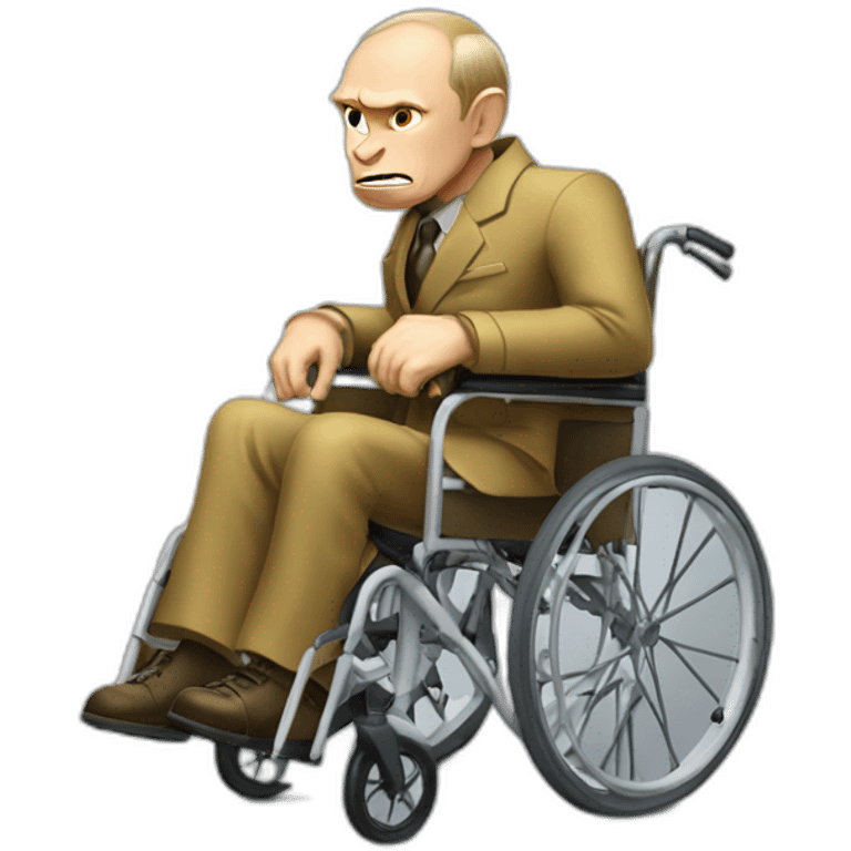 furious vladimir putin monke golden wheelchair holding a suitcase emoji