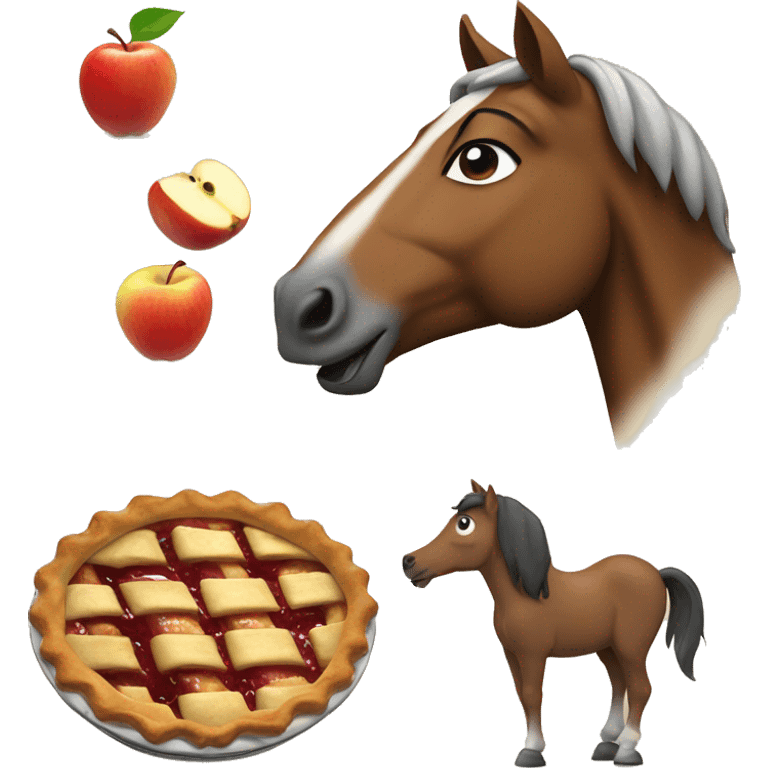 Horse eating apple pie emoji