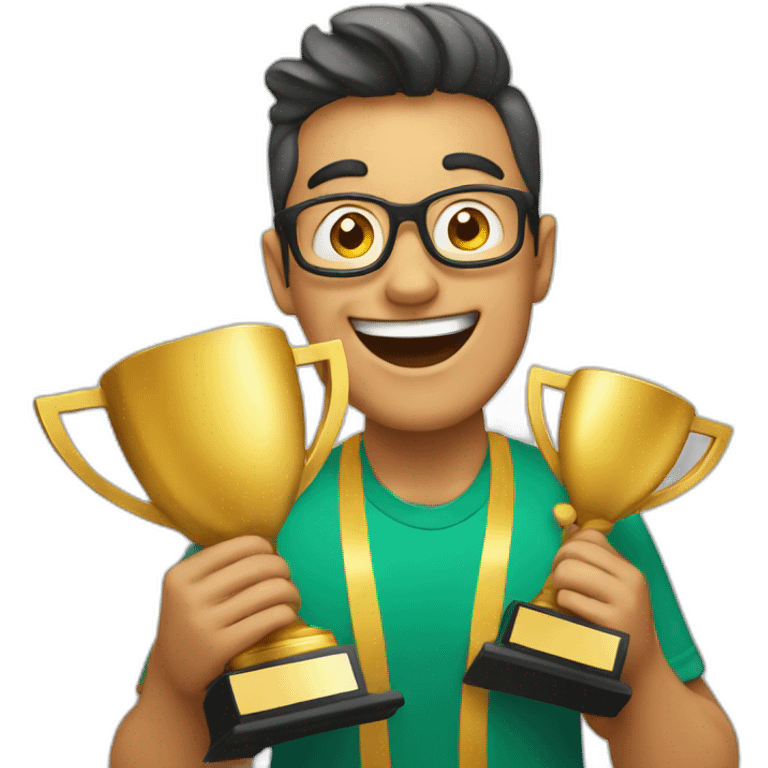 Excited man with awards emoji