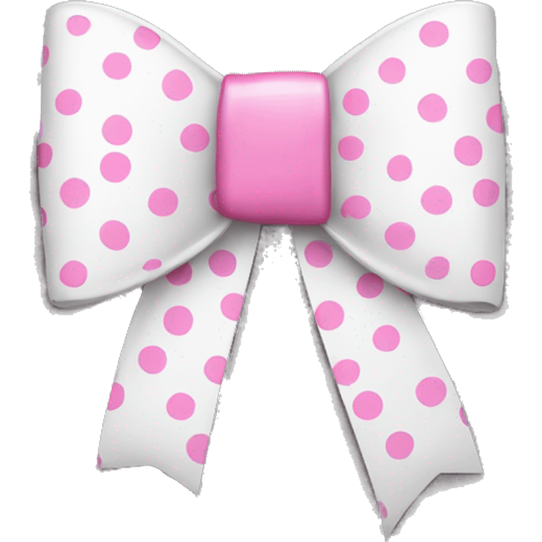 White bow with pink dots  emoji