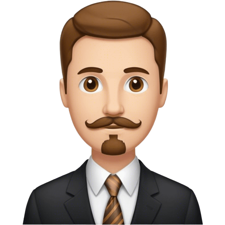 Tall white man with brown mustache and goatee in suit and tie emoji