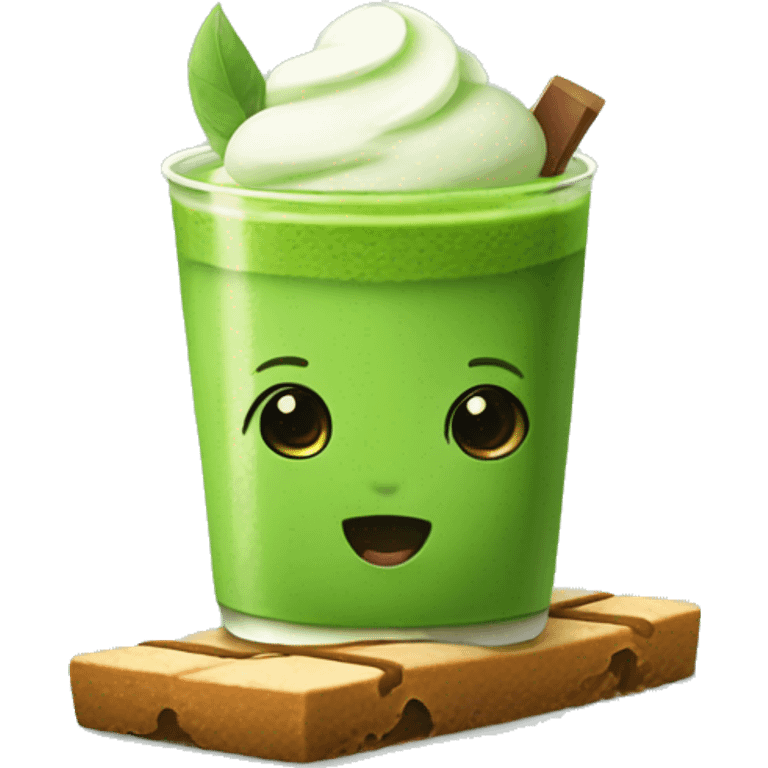 cute matcha with protein bar emoji