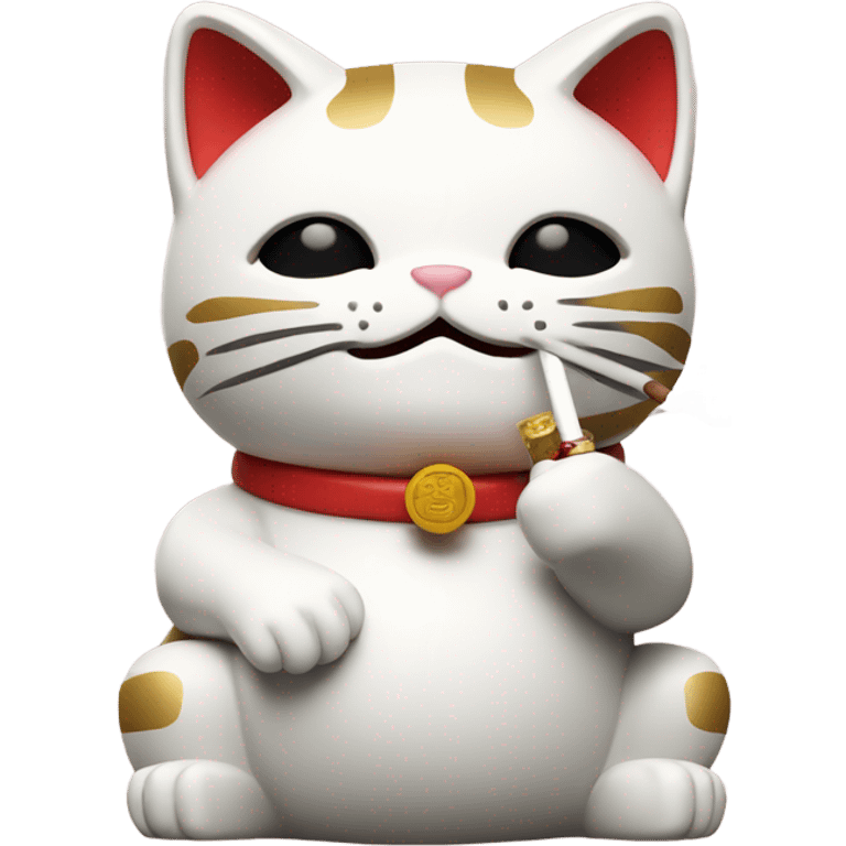 Japanese lucky cat smoking  emoji