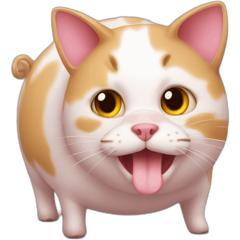 Cat on pig emoji