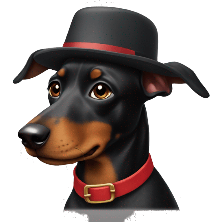 black weenie dog wearing hat emoji