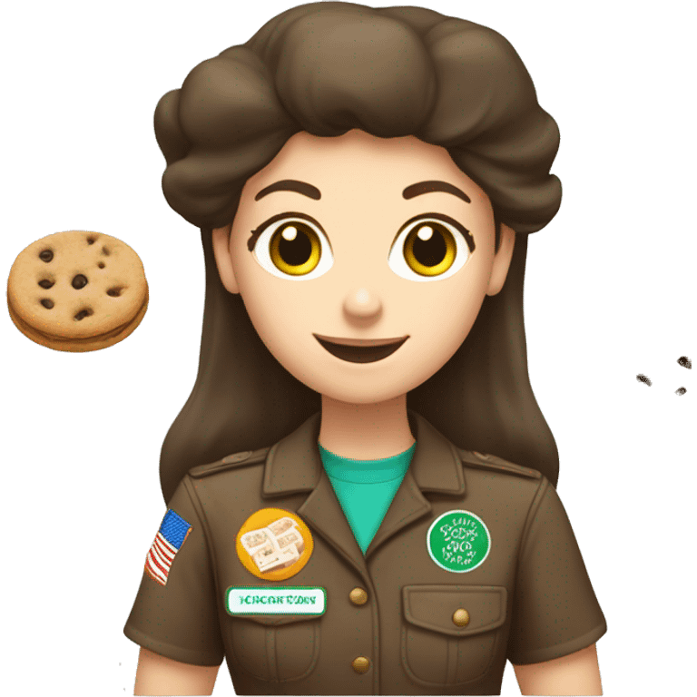 white girl scout selling cookie emoji