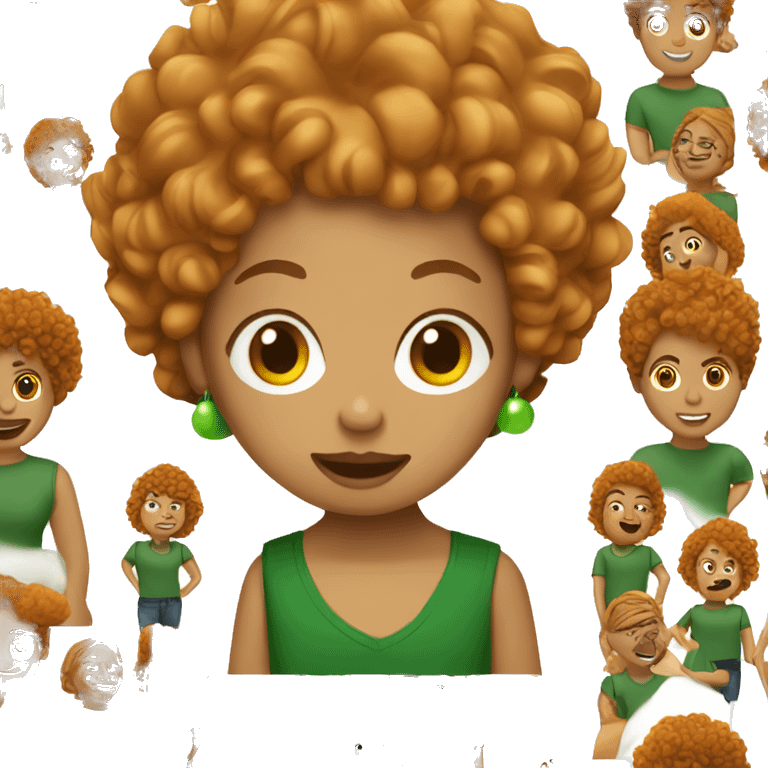 Singer with a green top and lightskin with curly ginger hair  emoji