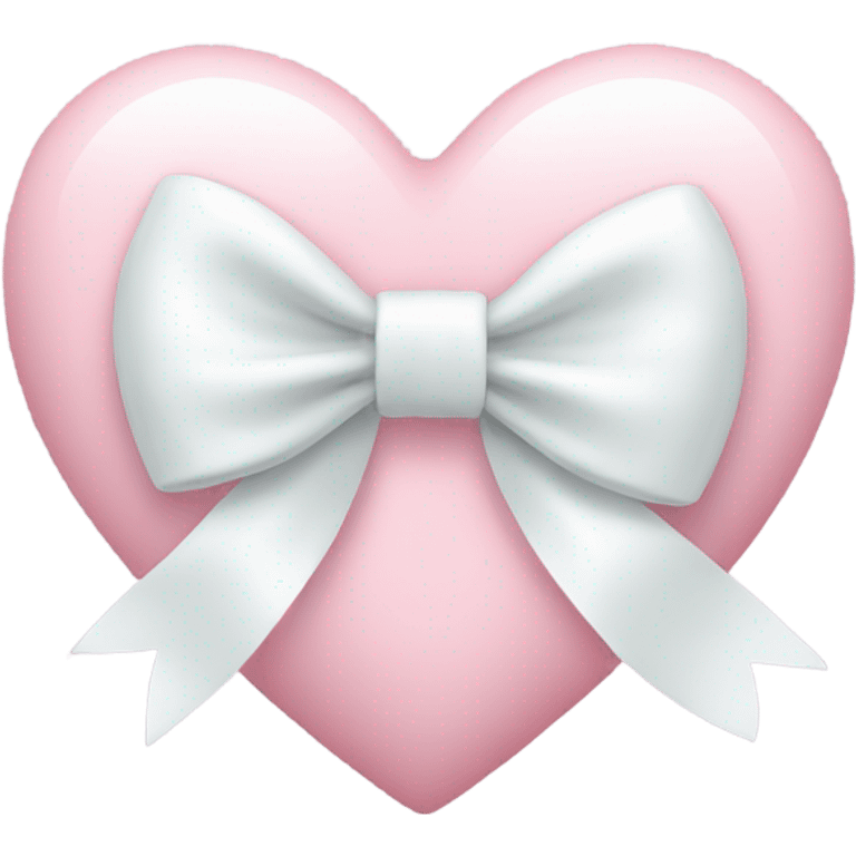 Pastel pink heart with white bow emoji