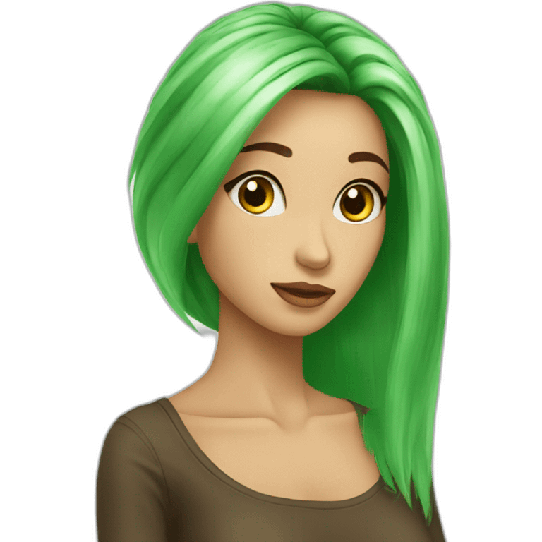 Cheveux long yeux verts emoji