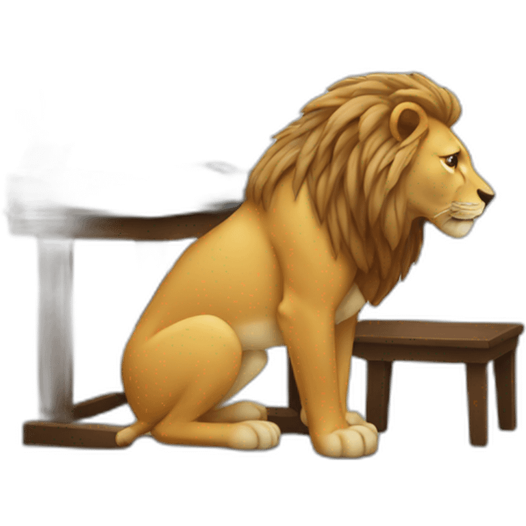 a lion working on a computer emoji