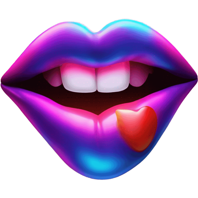 Neon kiss emoji