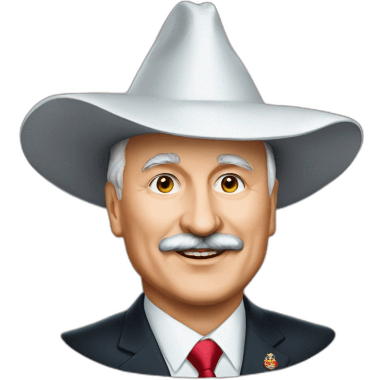 Emoji of President Lukashenko in a magic hat emoji