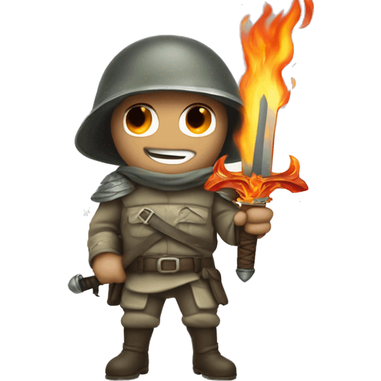 Solider wielding a flaming sword   emoji