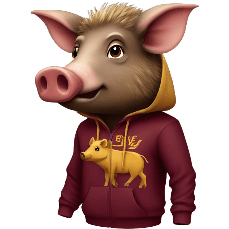 Wild Boar with Burgundy and Gold hoodie  emoji