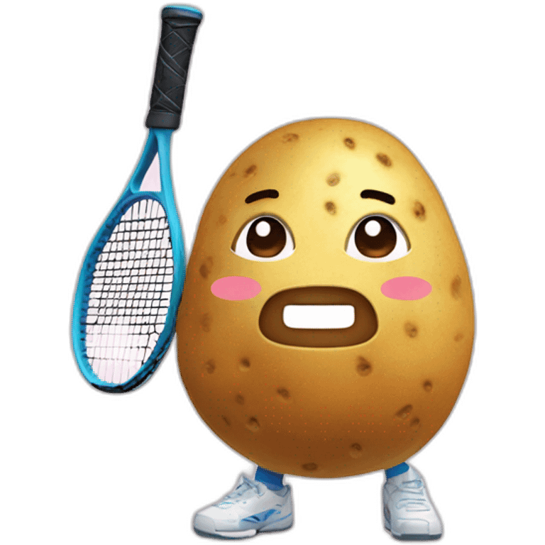 Kawaii potato in tennis uniform emoji