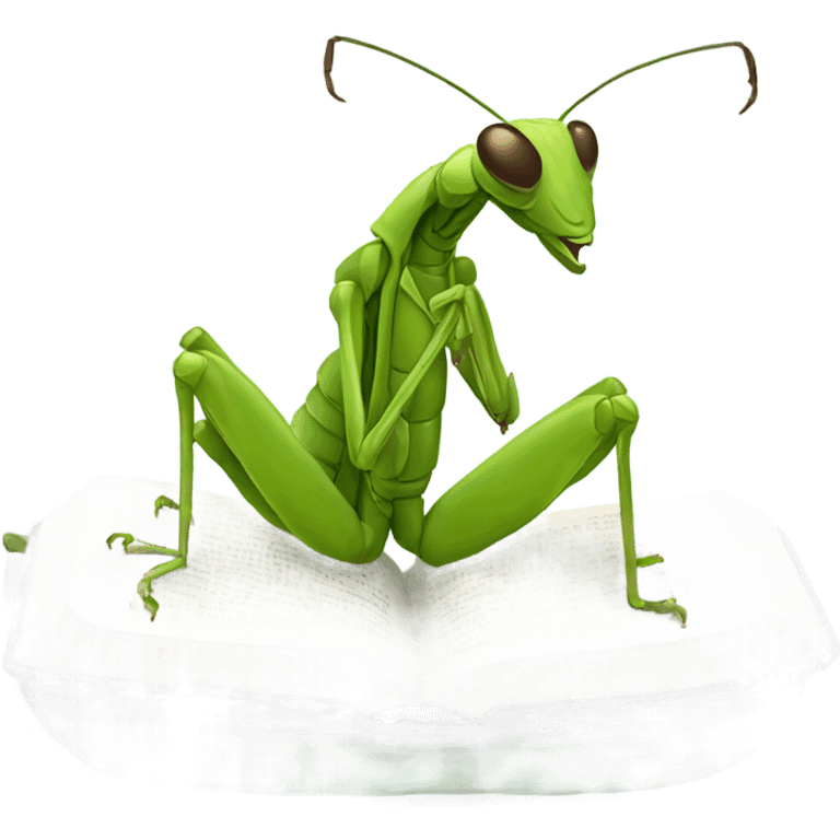 praying mantis reading a bible emoji