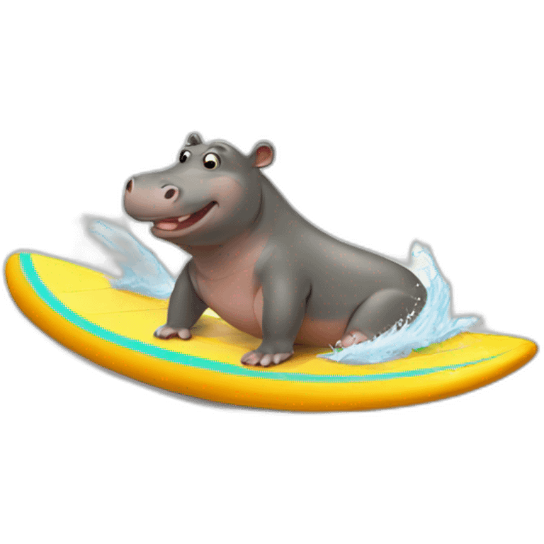 Surfing hippo emoji