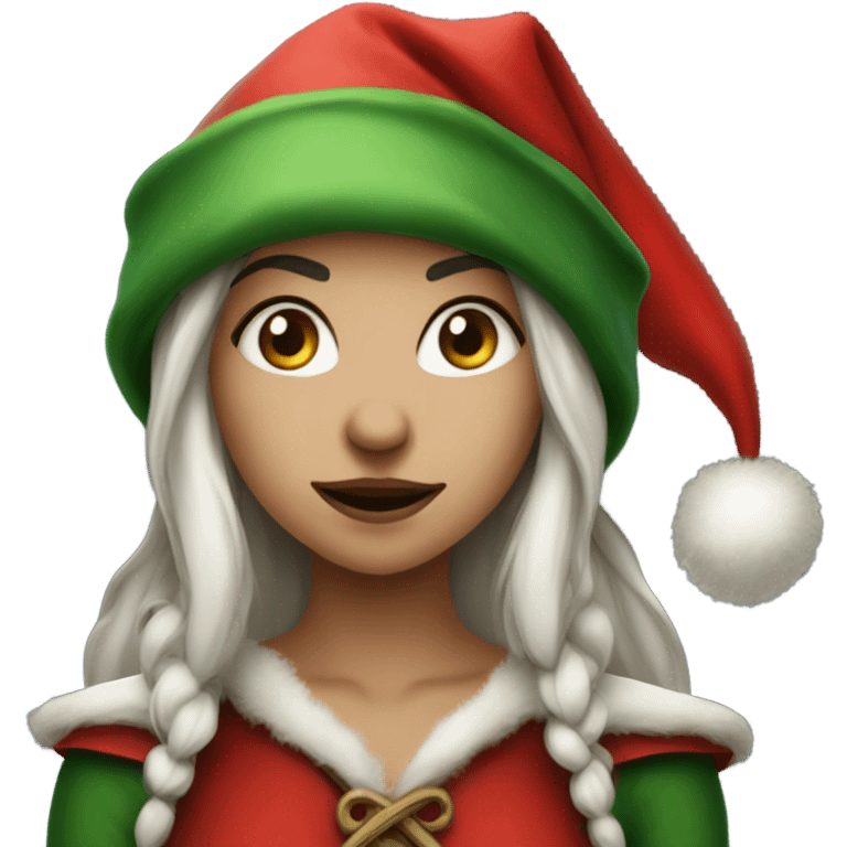 rogue female elf fantasy wearing santa hat emoji