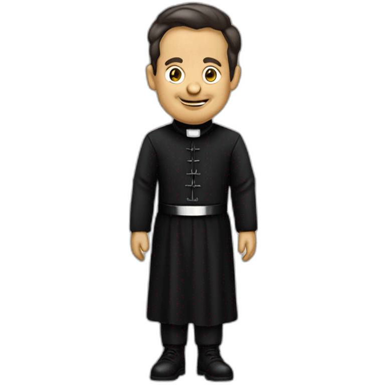 Don Bosco with a black priest suit and a biretta emoji