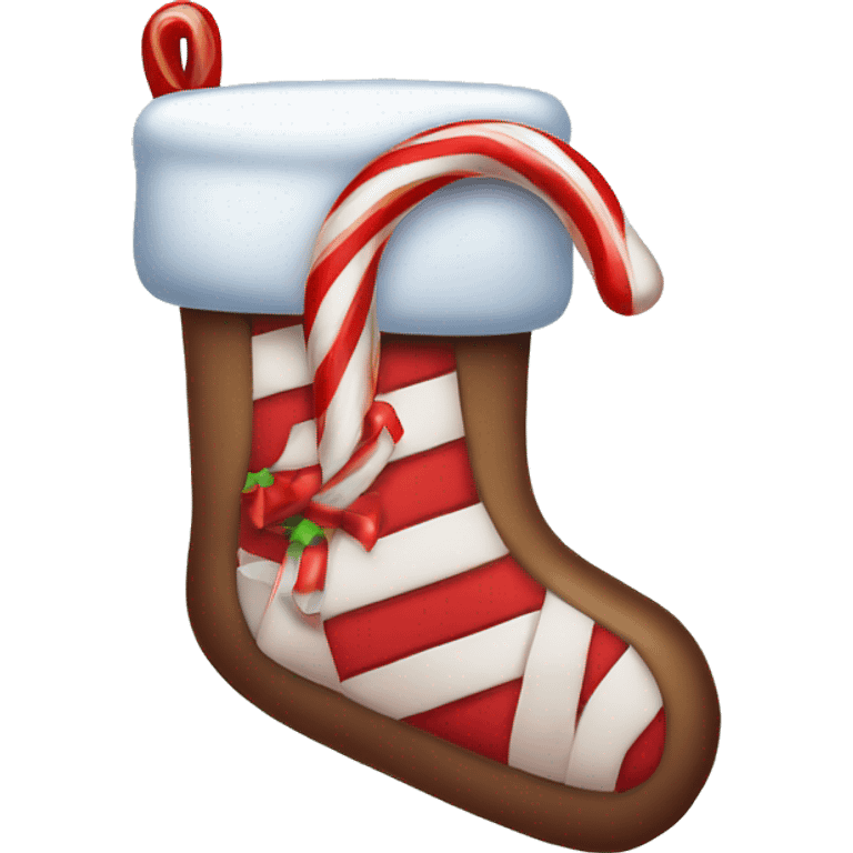 Christmas stocking with candy canes emoji