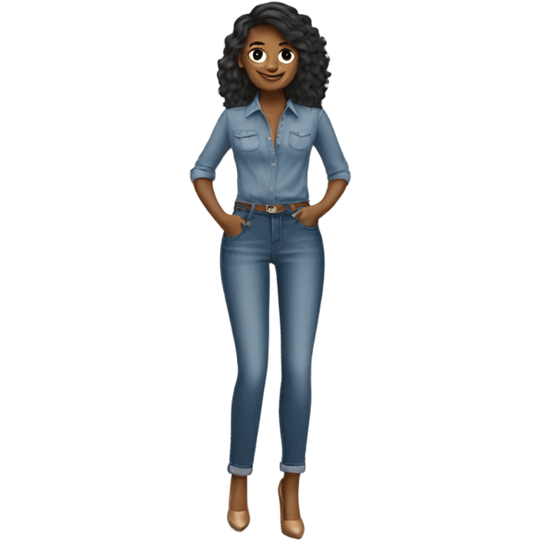 Jeans, blouse, heels  emoji