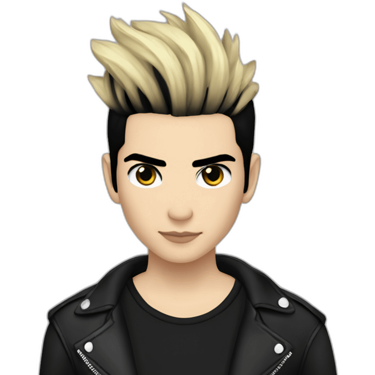 Bill Kaulitz black hair down with blonde highlights emo emoji