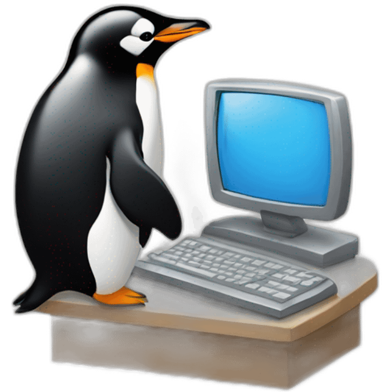 a penguin typing on a computer emoji