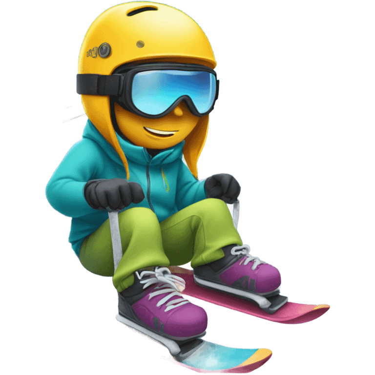 Snowboarder on a chairlift emoji