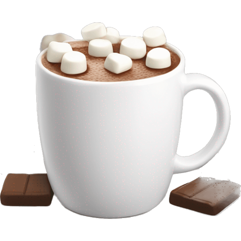 Hot chocolate in white mug with marshmallows  emoji