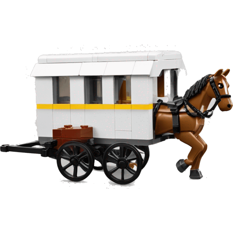 Lego horse drawn 6 wheel caravan  emoji