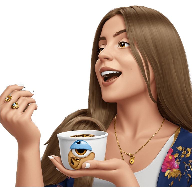 girl with jewelry and cup emoji