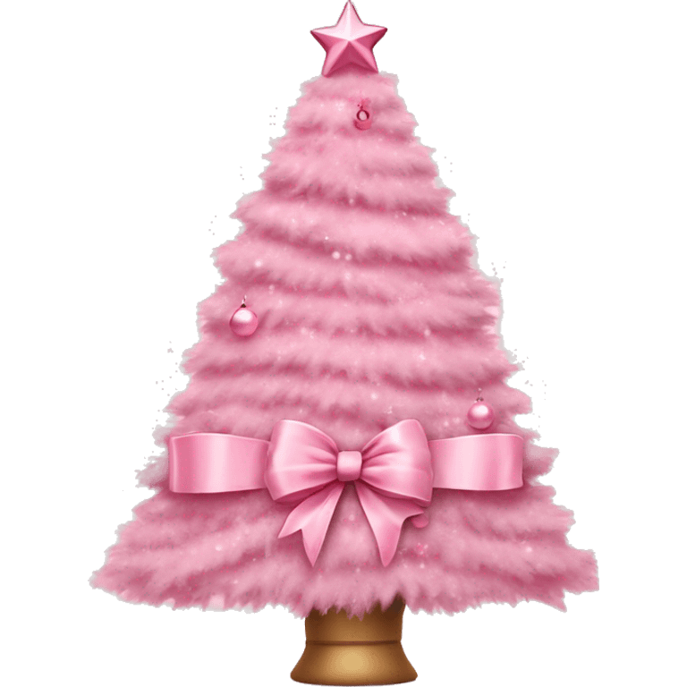 pastel pink decorated pink christmas tree with a pink bow and ribbons  emoji