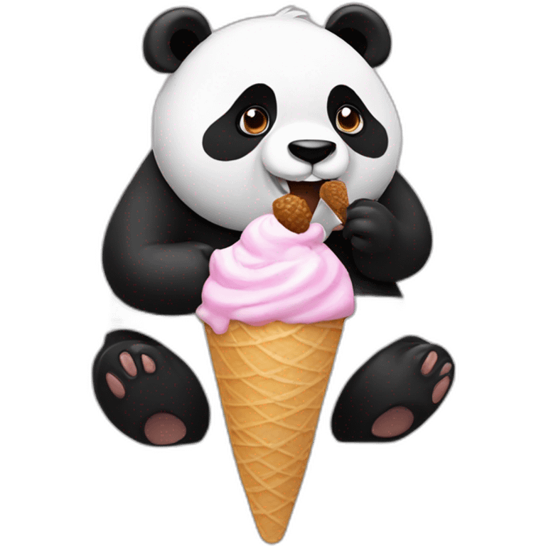 Panda eating ice cream emoji