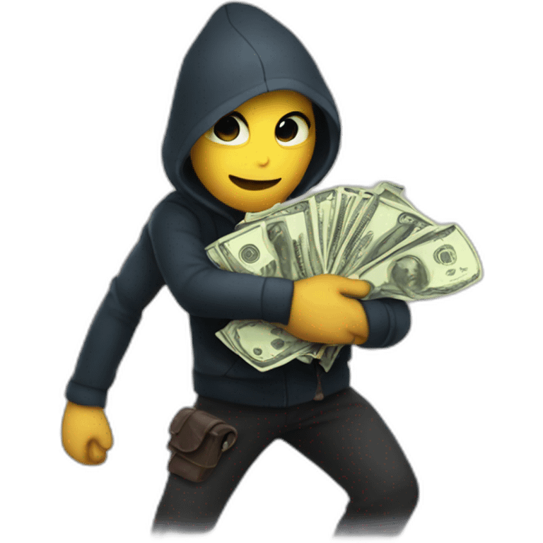 A thief with money in his hands emoji