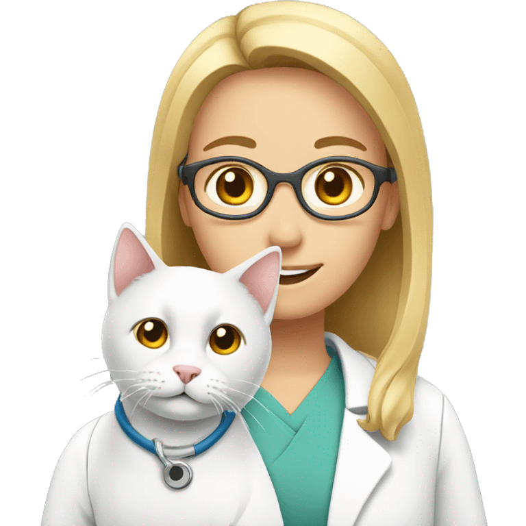 Veterinarian with white cat emoji