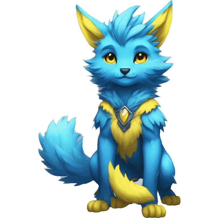 Anthro-Edgy-Cool-Blue-Yellow-Contrast-Colors-Fantasy-Fur-Sona-Chibi-Shiny-Fakémon-Hybrid full body emoji