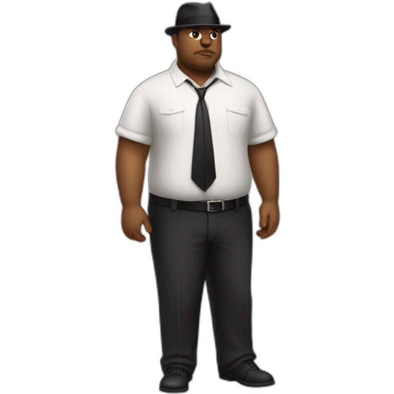 20s gangster full body, white overweight emoji