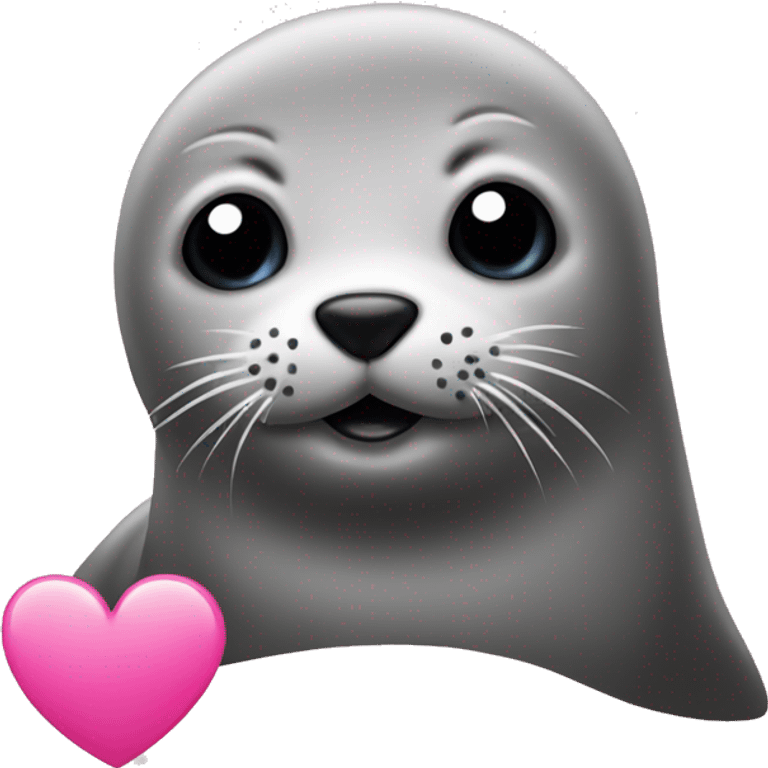 Seal with a pink heart next to it  emoji