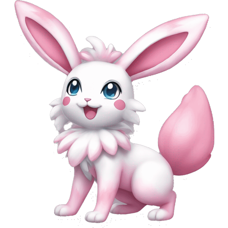 Kawaii Shiny Sylveon-Bunny-Pokémon full body emoji