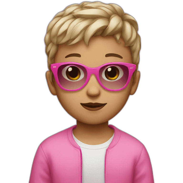 kid with short hair and pink sunglasses emoji