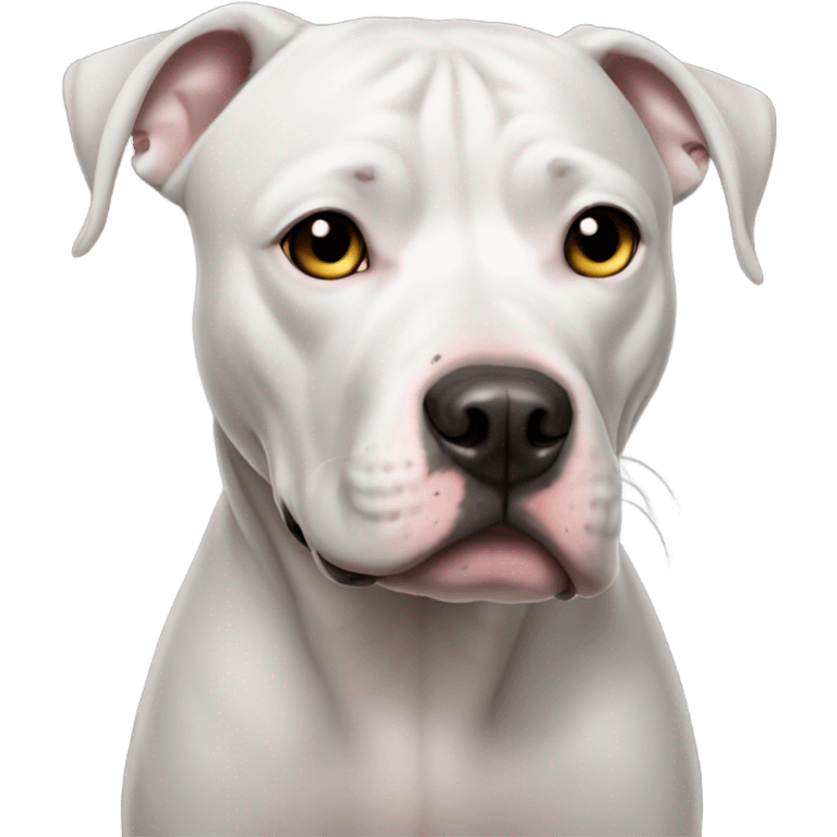 White pit bull gray eyes dark ears emoji