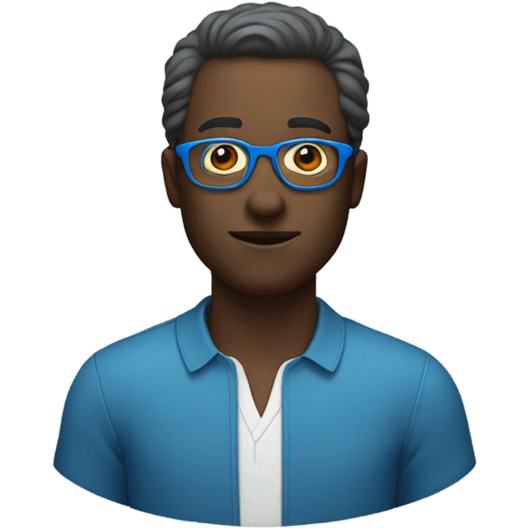 Dark man with bright blue glasses emoji