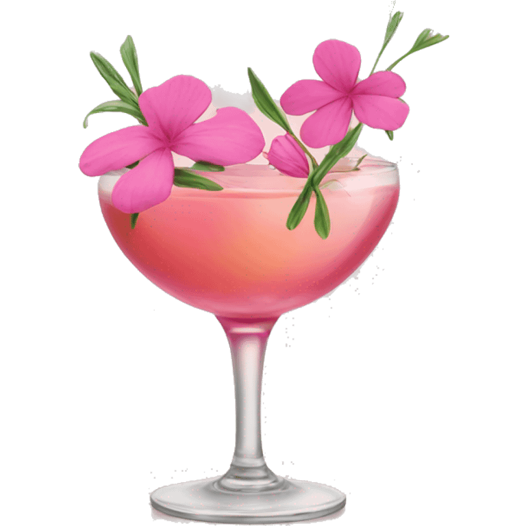 Cocktail with pink flowers emoji