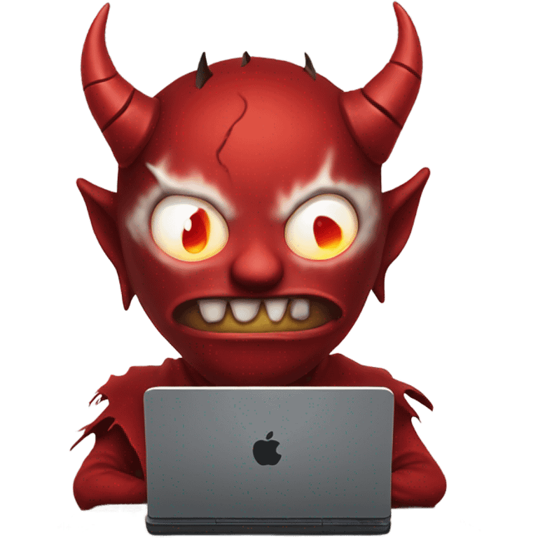 white demon in red in computer emoji