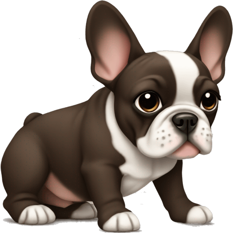 French Bulldog in dark brown emoji