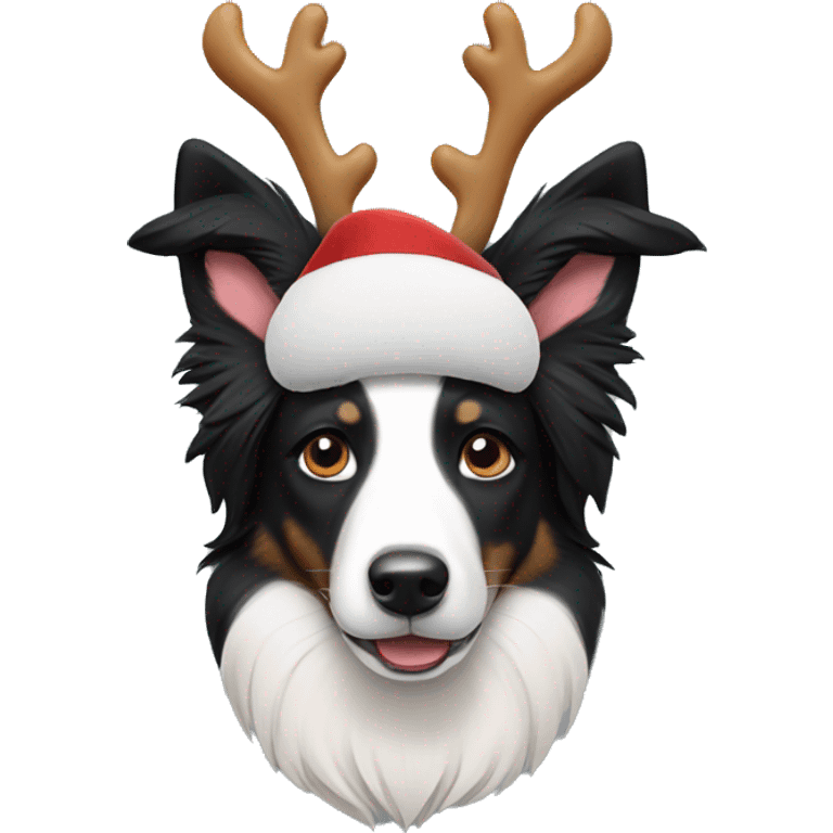 Border collie with reindeer ears  emoji